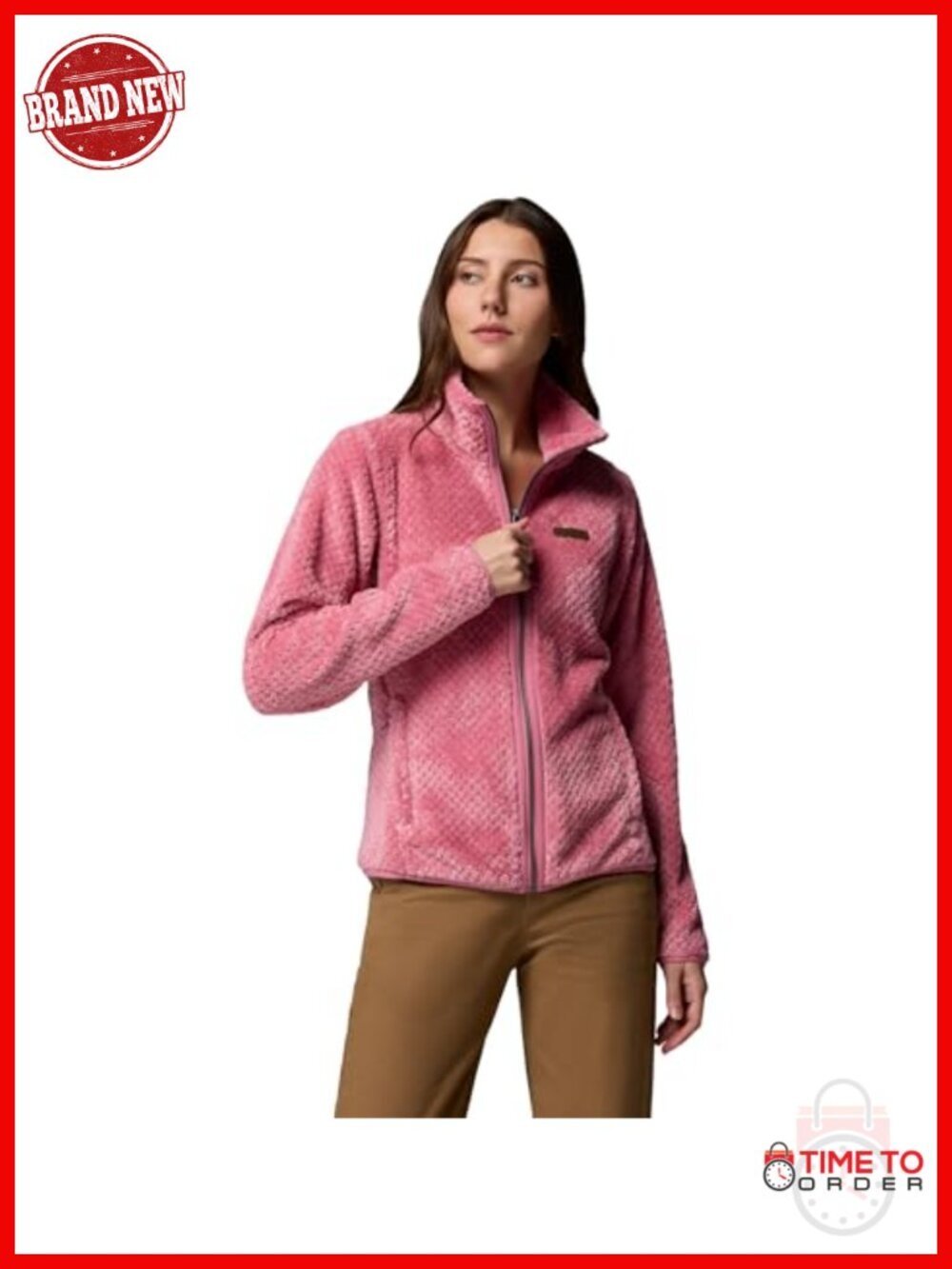 Full Zip Fleece Jacket with Stand Collar and Pockets